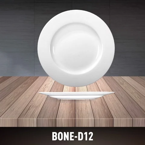 White Porcelain Flat PlateBONE-D12