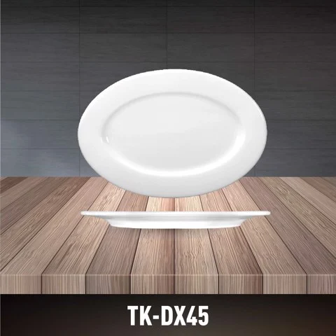 Porcelain Oval Plate TK-DX45 Trung Kien Porcelain Manufacturing in Vietnam