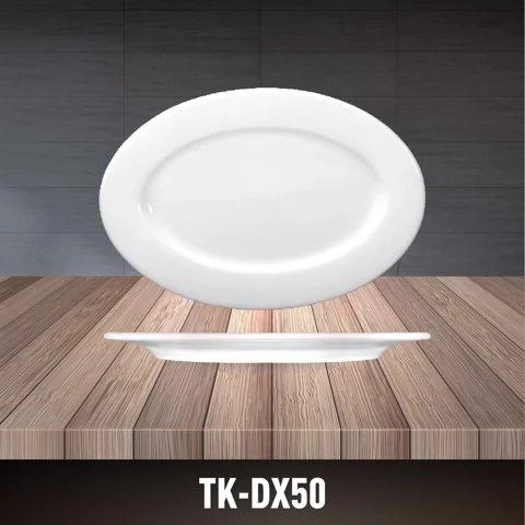 Porcelain Oval Plate TK-DX50 Trung Kien Porcelain Manufacturing in Vietnam