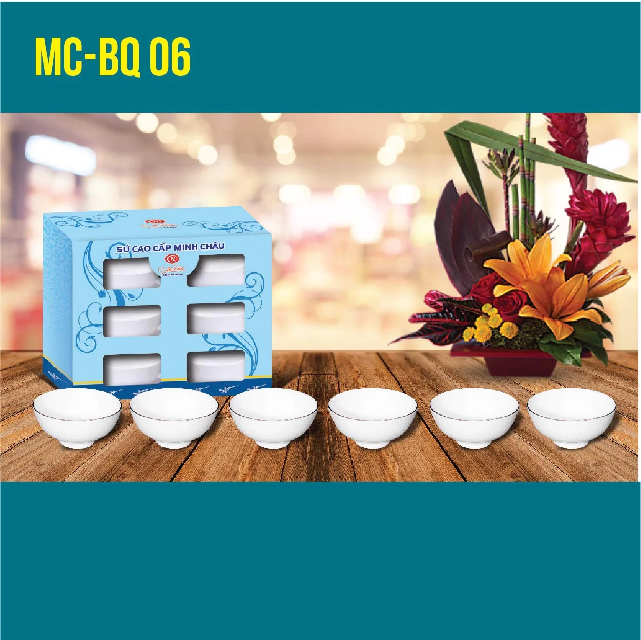 MC-BQ 06-02 Sứ quà tặng cao cấp bộ 6 sản phẩm sứ Minh Châu