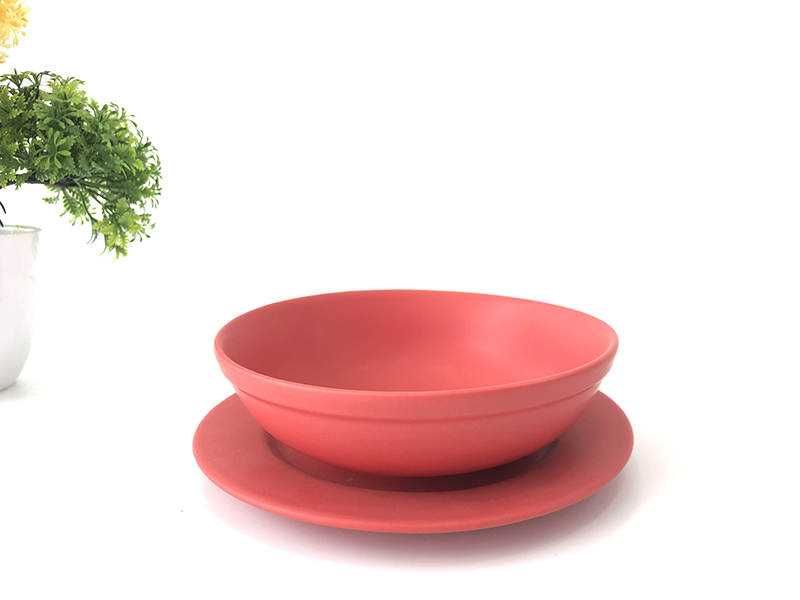 Minh Chau Pink Red Bowl and Plate